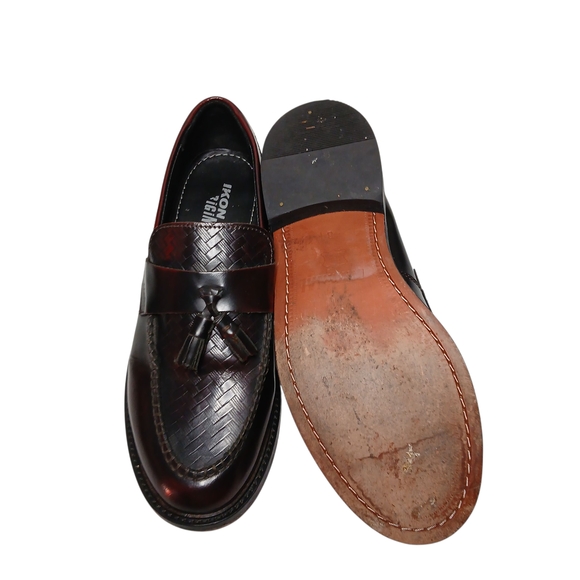 Men's Burgundy and Black Tassel Loafers - Picture 5 of 9